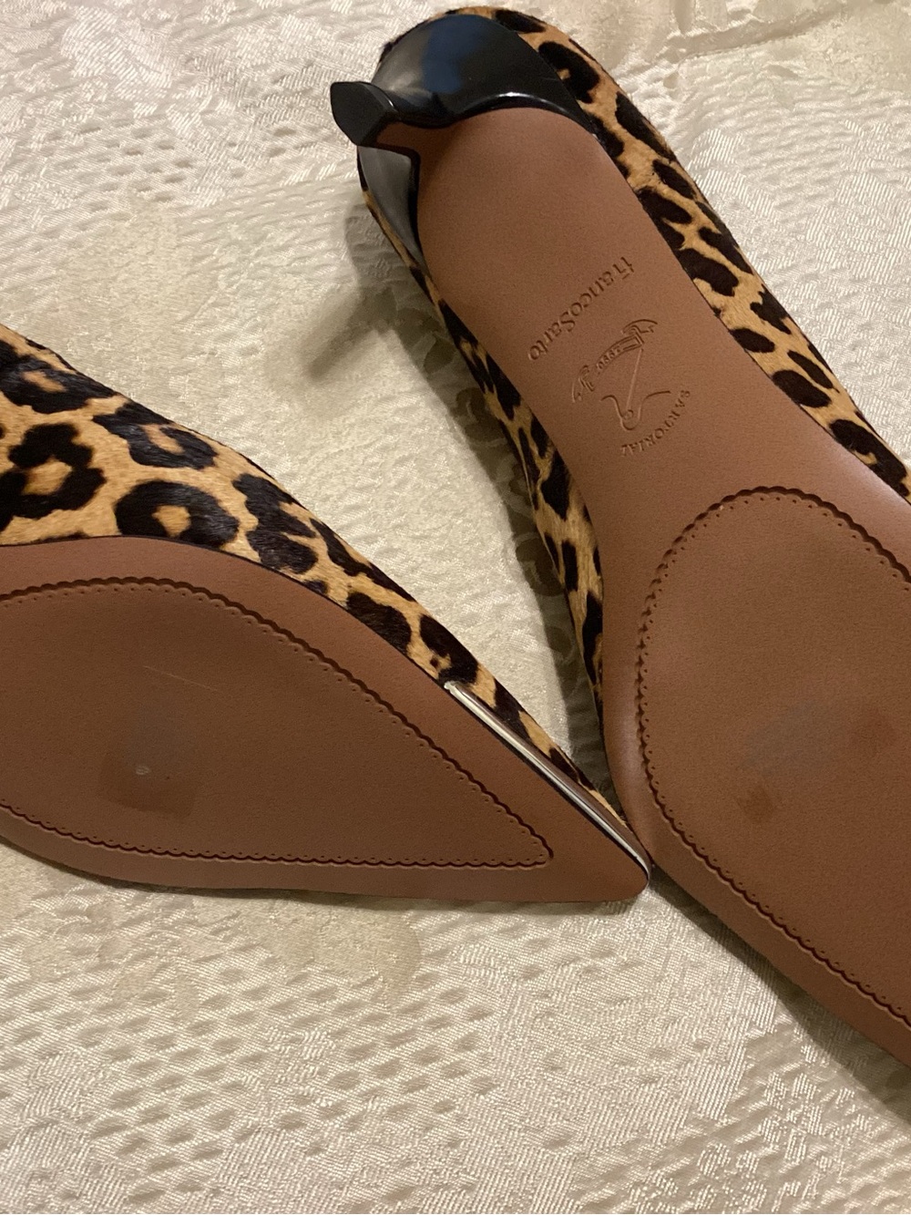 Franco Sarto Leopard-Print Pointed Toe Pumps in Tan and Black - Picture 4 of 6